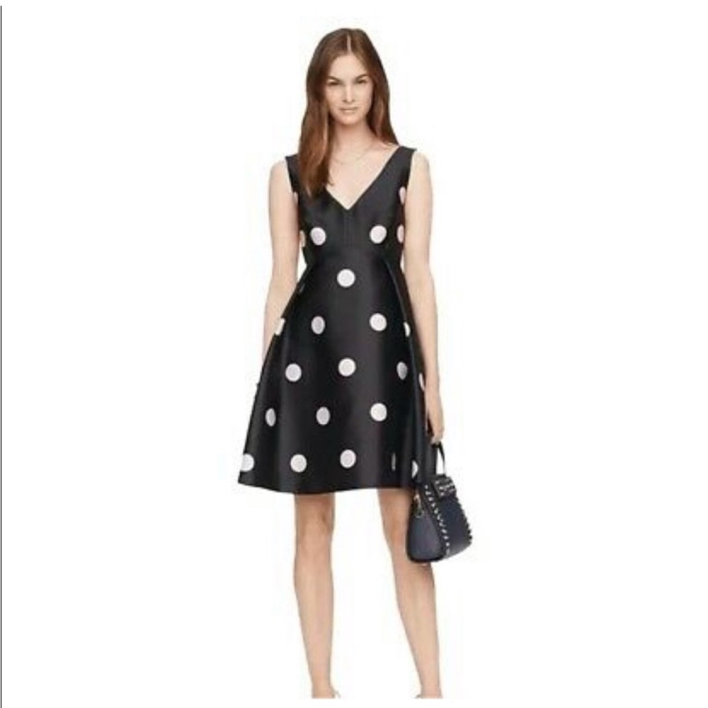 Kate Spade Steal The Spotlight V Neck Dress Ink Polka Dot Vintage Size 4 NWT